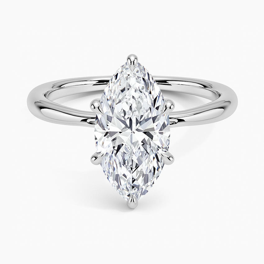 18K White Gold Freesia Hidden Halo Diamond Ring