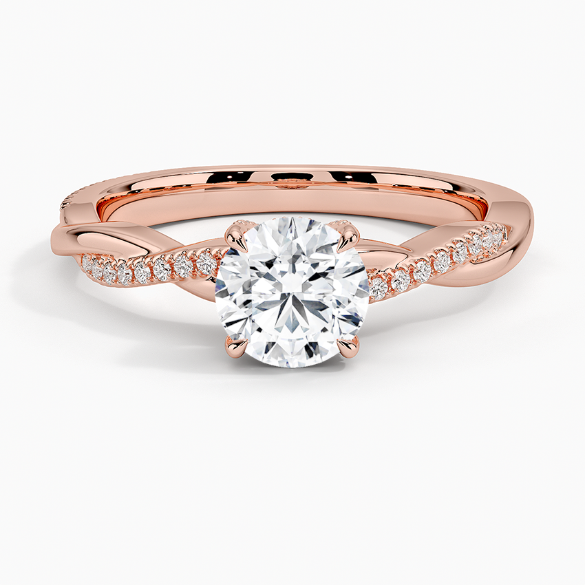 14K Rose Gold Petite Twisted Vine Diamond Ring 1 8 Ct Tw