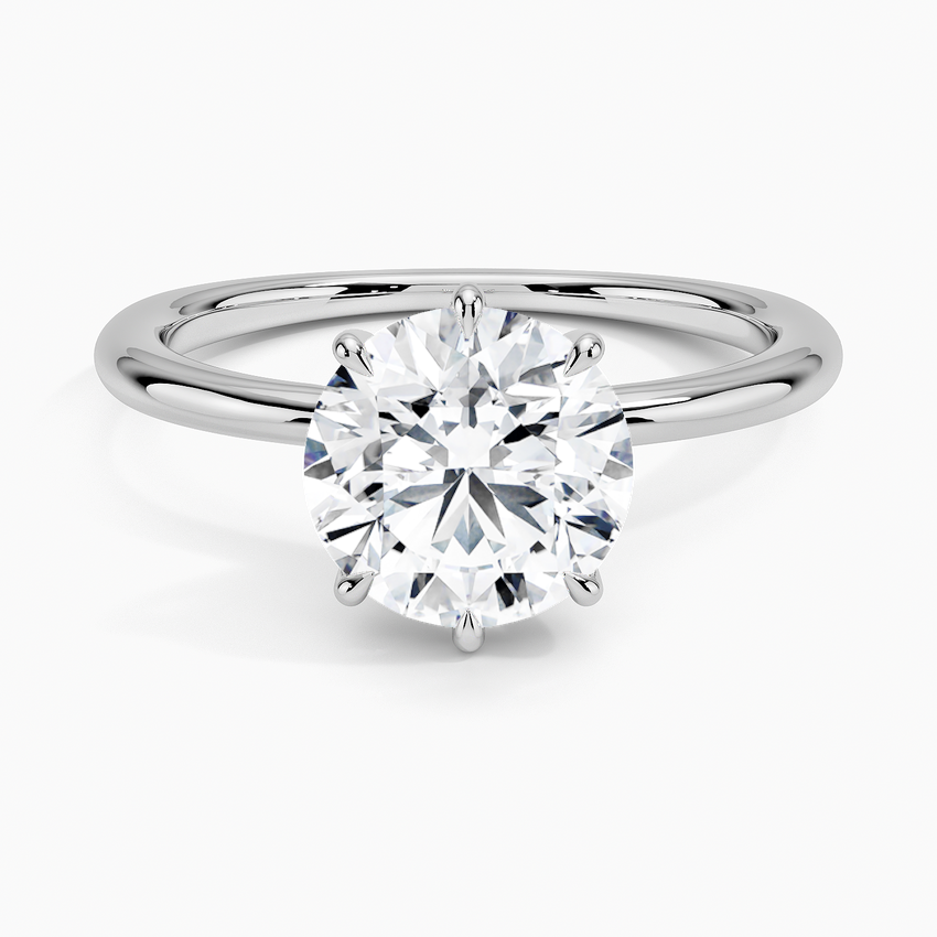 18K White Gold Freesia Six-Prong Solitaire Ring, large top view