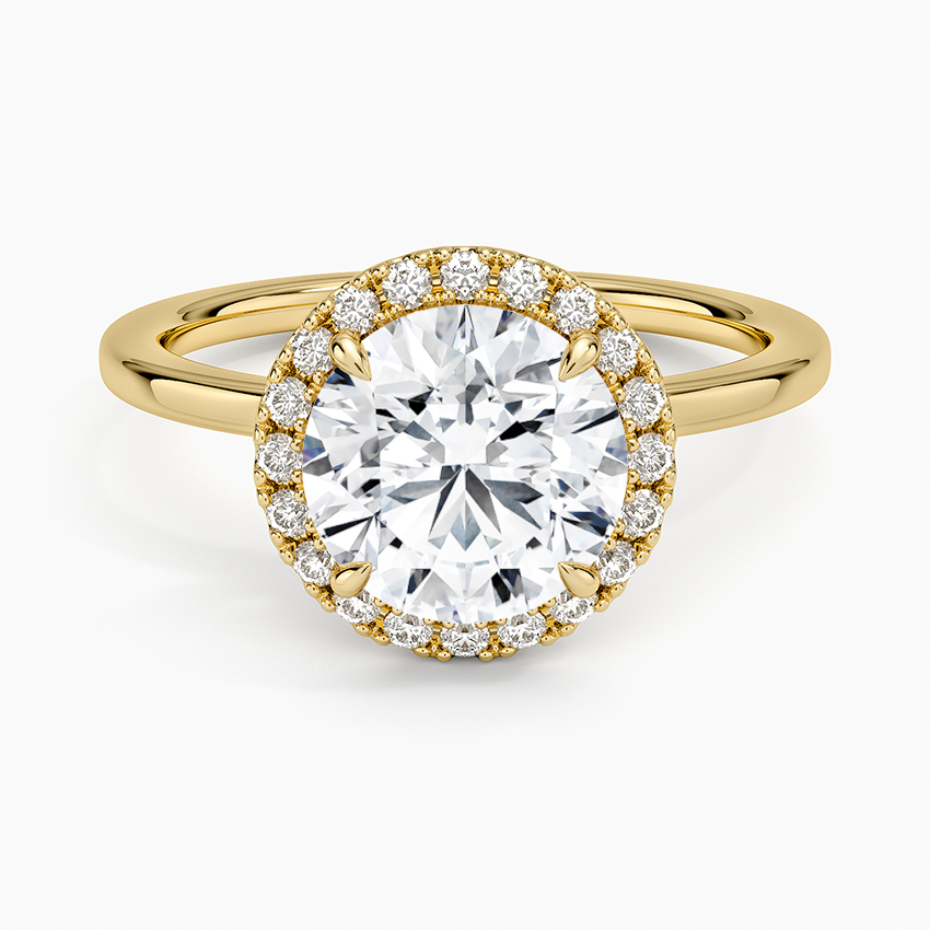 14K Yellow Gold Vienna Halo Diamond Ring, large top view