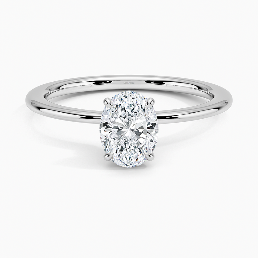 18K White Gold Petite Secret Halo Diamond Ring