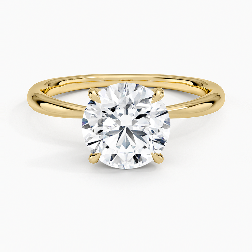 18K Yellow Gold 2mm Freesia Solitaire Ring
