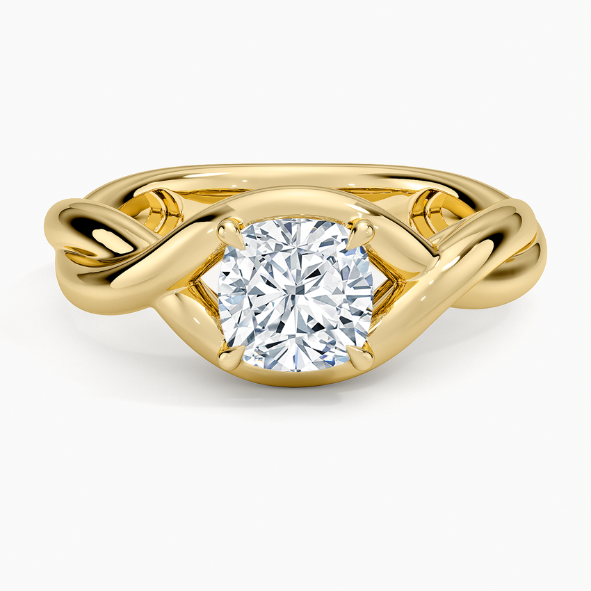 Bypass Twist Bezel Solitaire Diamond Ring in 18K Yellow Gold