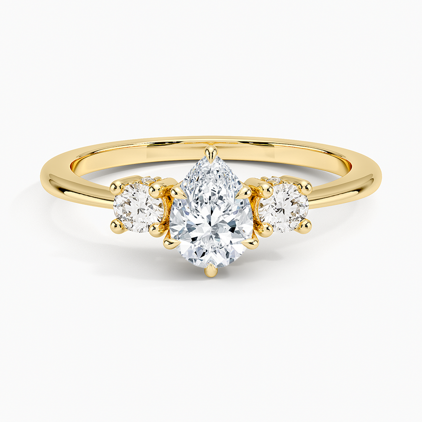 18K Yellow Gold Adorned Selene Three Stone Diamond Ring 1 4 ct. tw