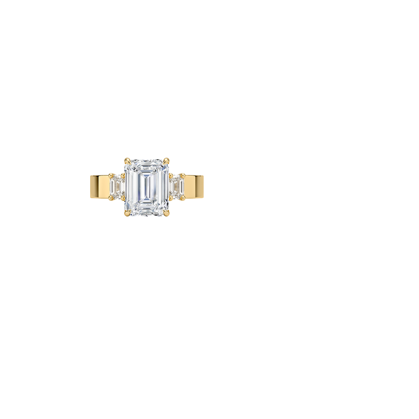 Peyton Emerald Cut Three Stone Diamond Ring (1/2 ct. tw.) in 18K Yellow Gold