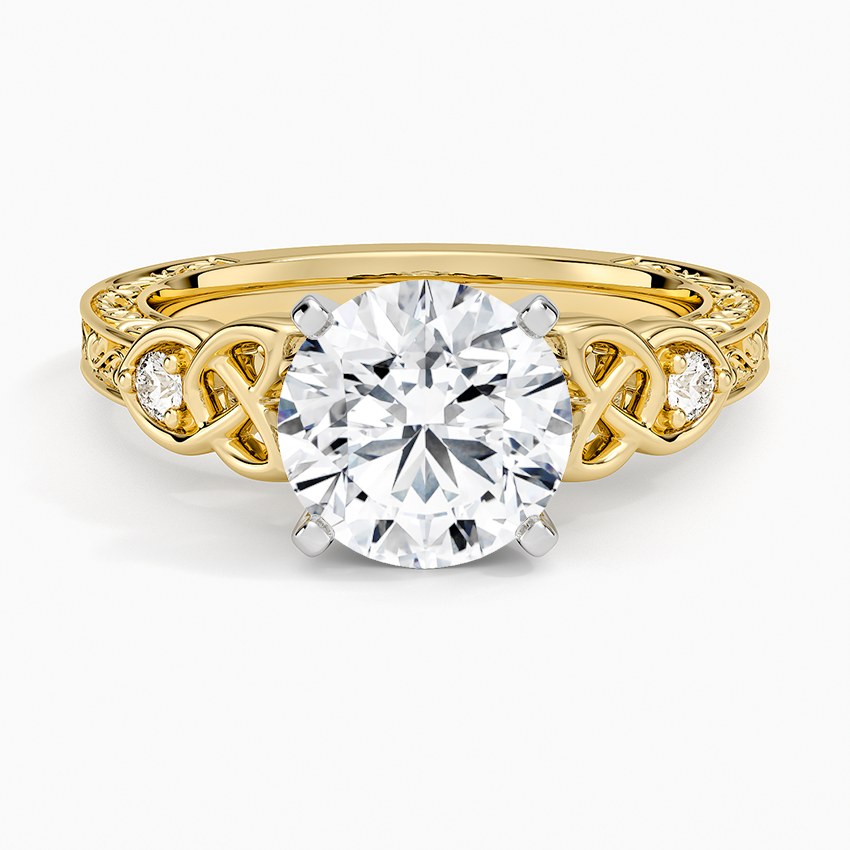 18K Yellow Gold Aberdeen Celtic Diamond Ring, large top view