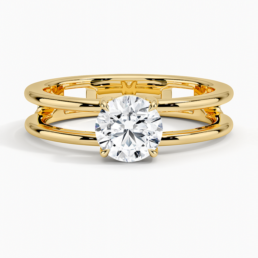 18K Yellow Gold Aimee Open Double Band Solitaire Ring