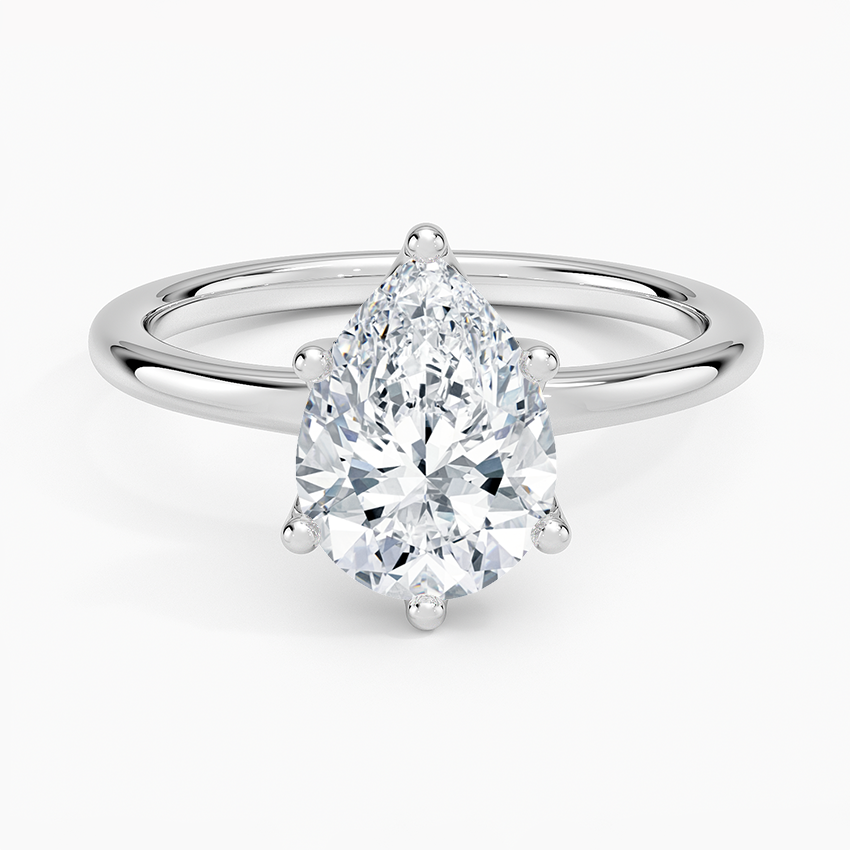 18K White Gold Fleur Solitaire Ring