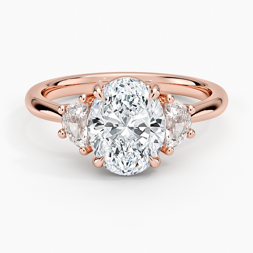 14K Rose Gold Half Moon Three Stone Diamond Ring (1/4 ct. tw.), large top view