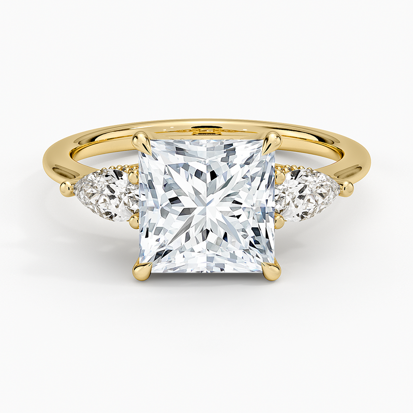18K Yellow Gold Adorned Opera Three Stone Diamond Ring (1/2 ct. tw.)
