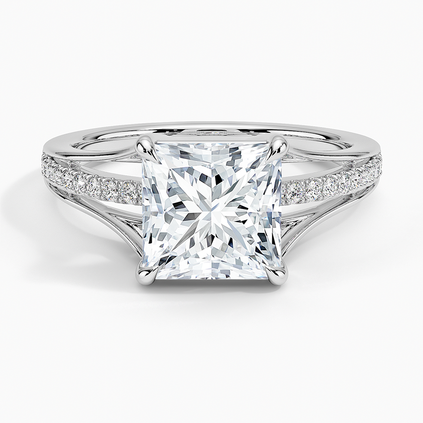 Platinum Tressa Split Shank Diamond Ring, large top view