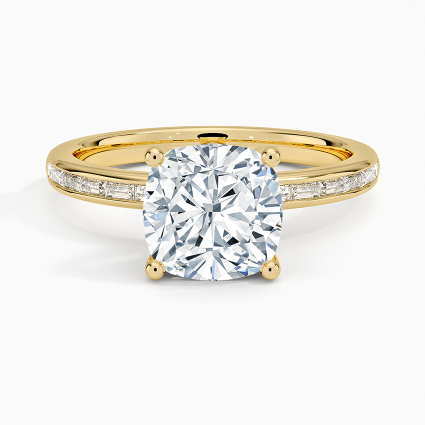 Estate 14k shops Yellow Gold Natural Round Baguette Diamond Ring