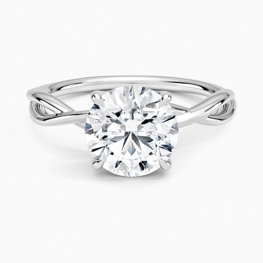 18K White Gold Alya Twist Solitaire Ring, large top view