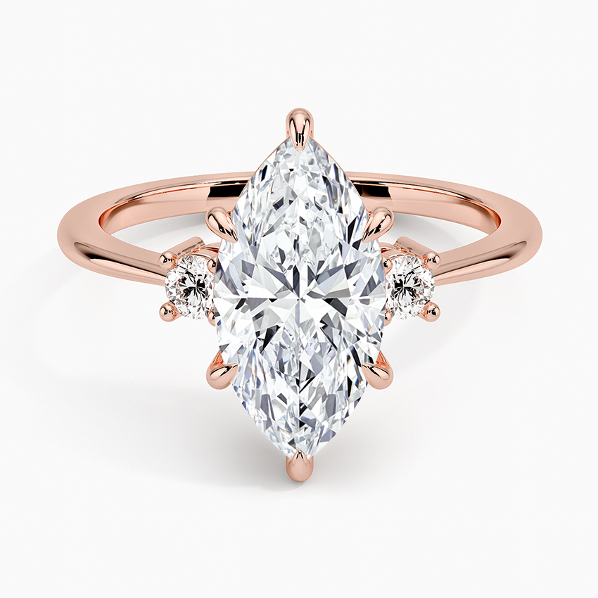Petite Selene Three Stone Diamond Ring (1/10 ct. tw.) in 14K Rose Gold