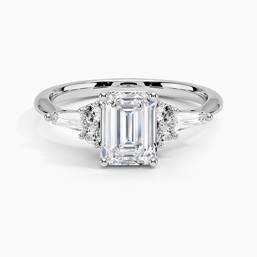 Round and Tapered Baguette Engagement Ring | Yvonne