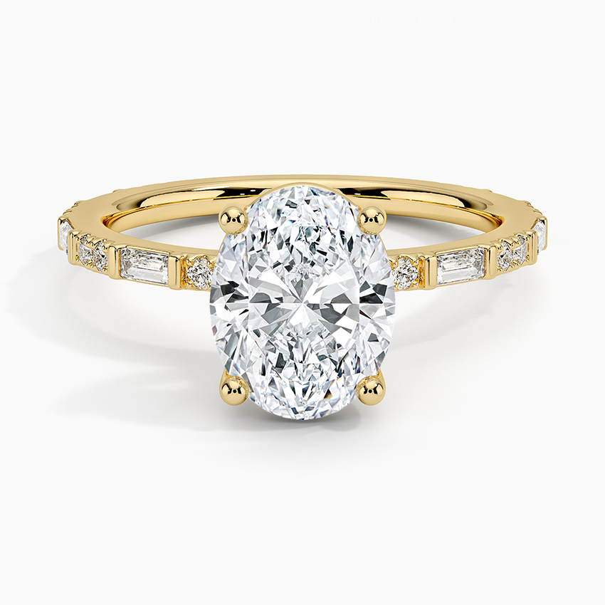 18K Yellow Gold Luz Baguette and Round Diamond Ring