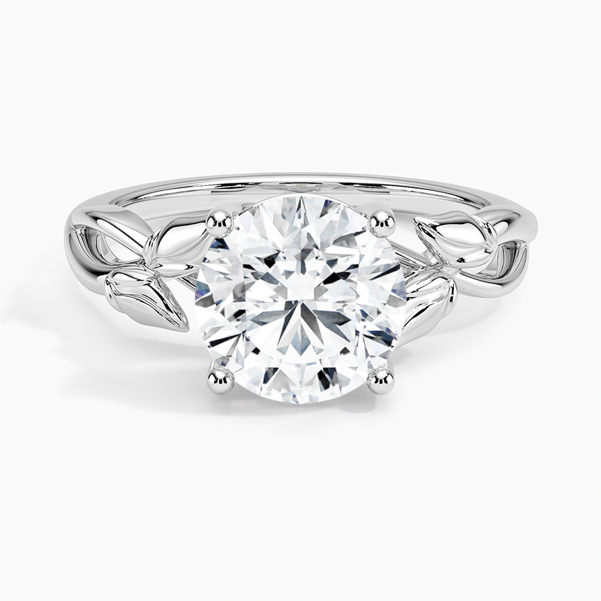 18K White Gold Budding Willow Solitaire Ring