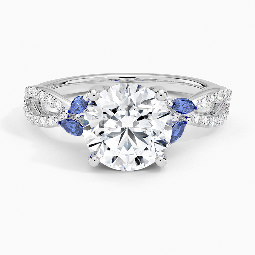 Platinum Luxe Willow Sapphire and Diamond Ring (1/8 ct. tw.), large top view