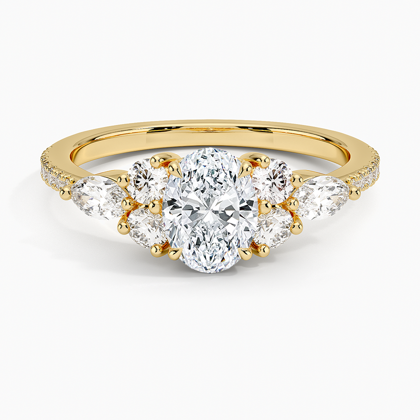 Nadia Engagement Ring With Side Stones - Cluster Accent Ring 