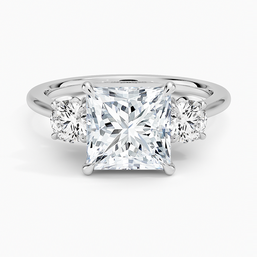 18K White Gold Petal Three Stone Diamond Ring (2/3 ct. tw.), large top view