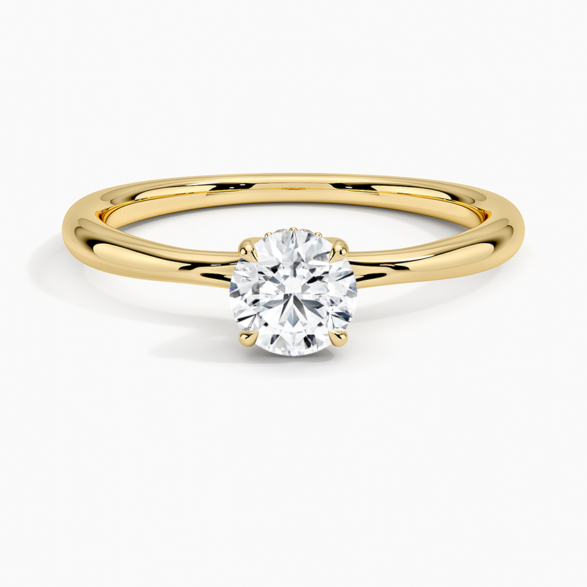 Hidden Halo Tapered Band Engagement Ring