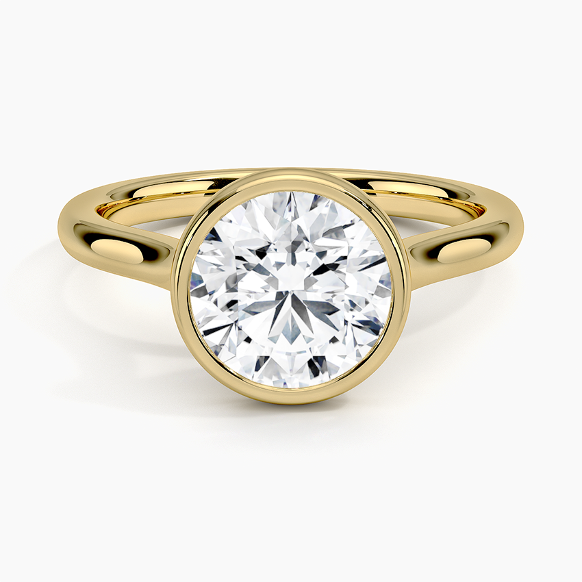 3 Ct. Diamond Luna Bezel Engagement Ring - 18K Yellow Gold