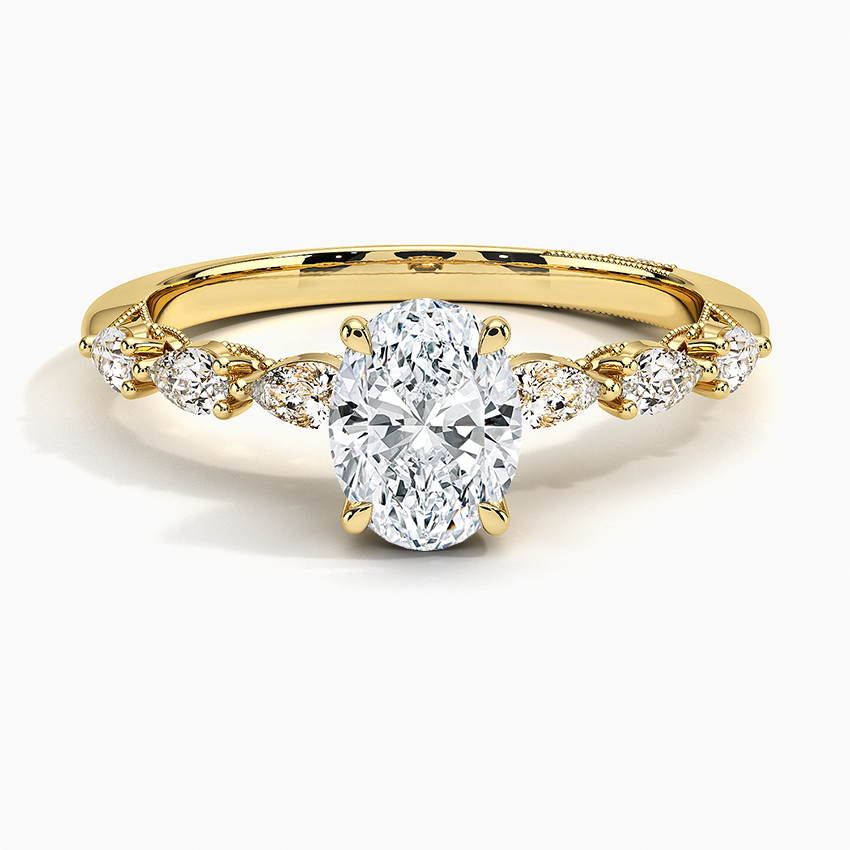 18K Yellow Gold Tacori Sculpted Crescent Pear Diamond Ring