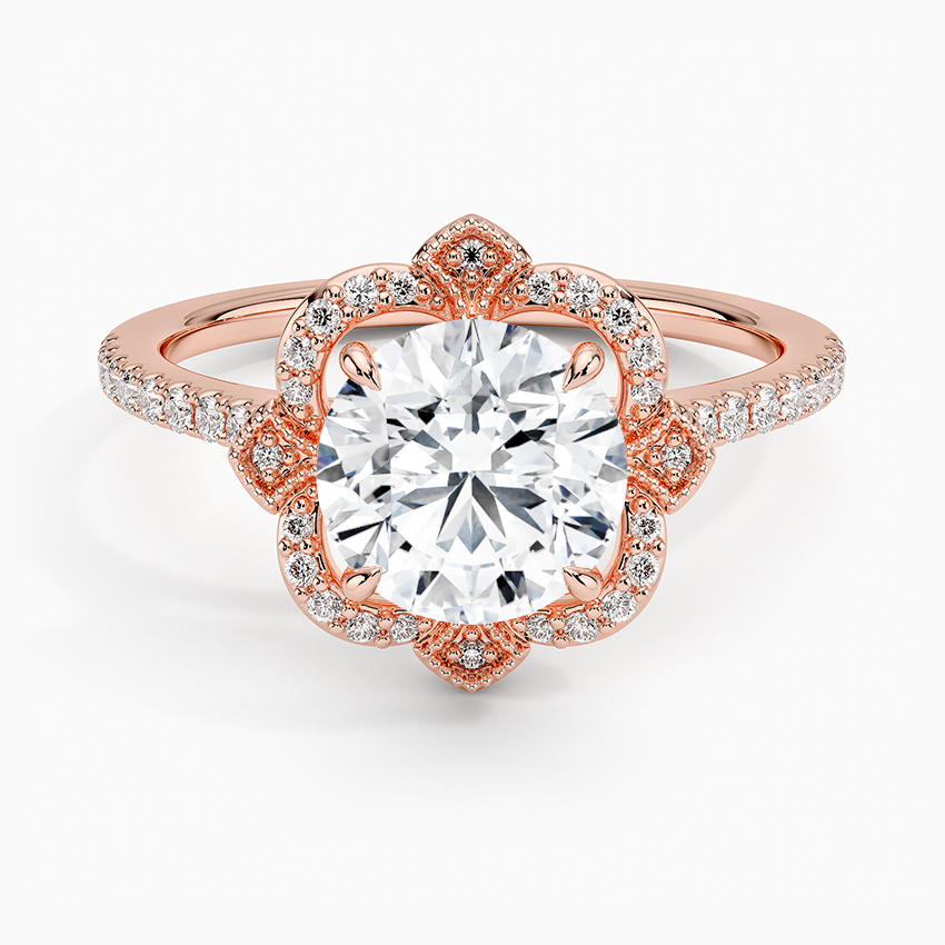 Halo Art Deco 1.50 Carat Peach Pink Round Cut Morganite And Black