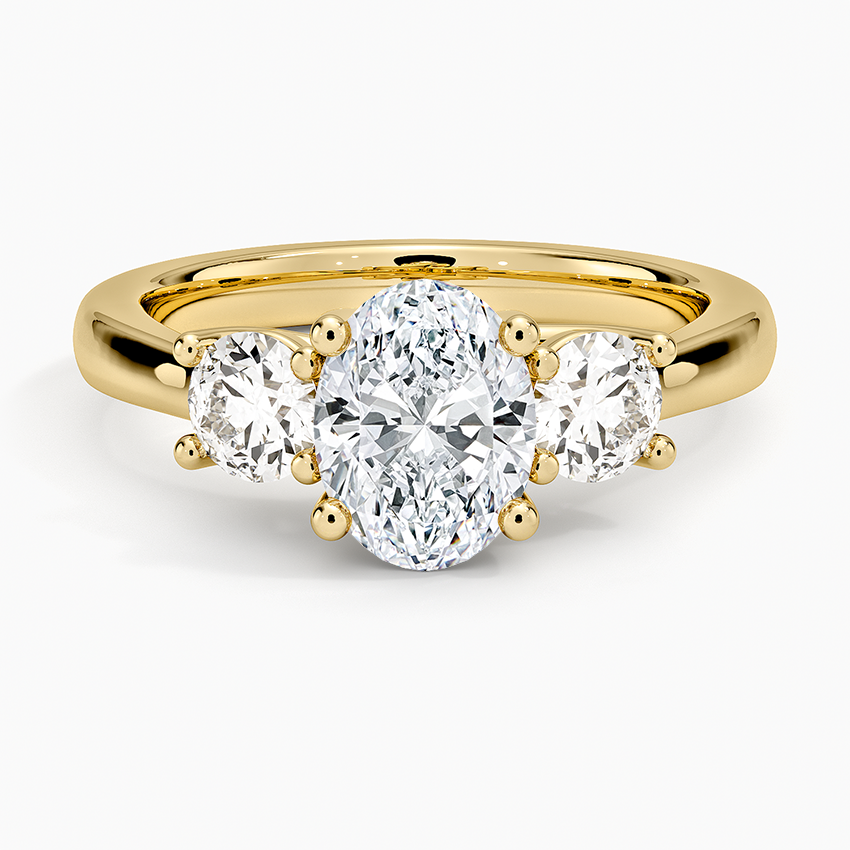 18K Yellow Gold Petite Three Stone Trellis Diamond Ring (1/3 ct. tw.)