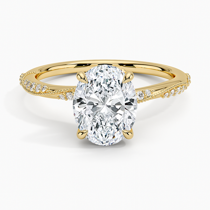 18K Yellow Gold Camellia Hidden Accent Diamond Ring