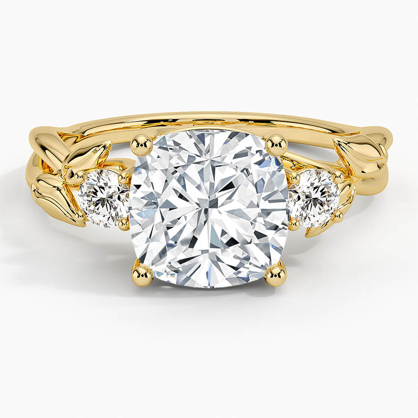 18K Yellow Gold Budding Willow Three Stone Diamond Ring