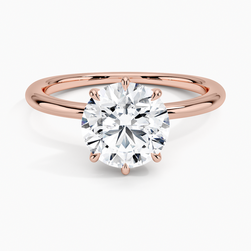14K Rose Gold Freesia Six-Prong Solitaire Ring, large top view