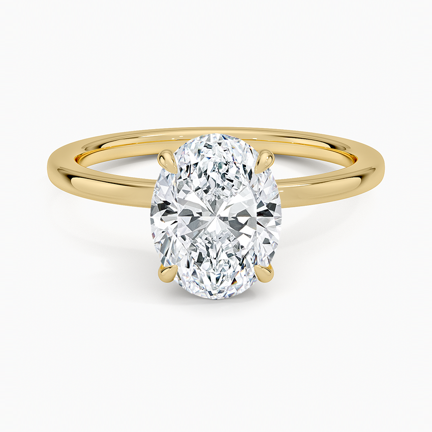 Pear Shaped Secret Halo Diamond Engagement Ring - 18K Yellow Gold