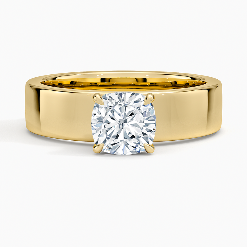 Yellow Thick Gold Band With One Diamond Antique Wide Band