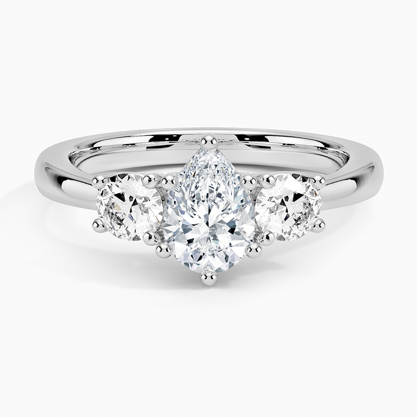 1/2ctw Pear-Shaped Diamond Three-Stone White Gold Engagement Ring Setting |  REEDS Jewelers