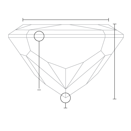 1.01 Carat Cushion Diamond side view with measurements