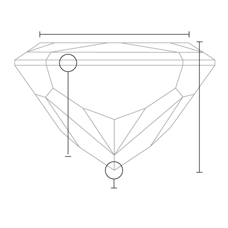 0.55 Carat Old Mine Diamond side view with measurements