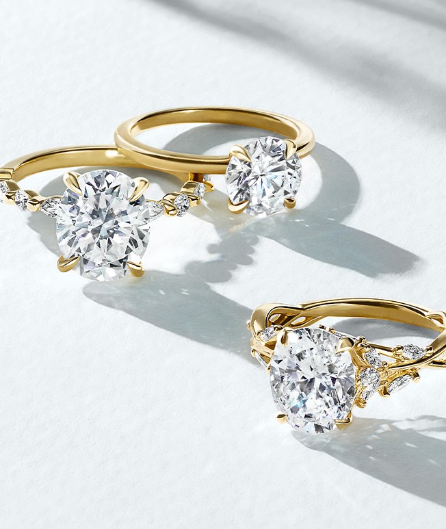 Gold diamond engagement rings.