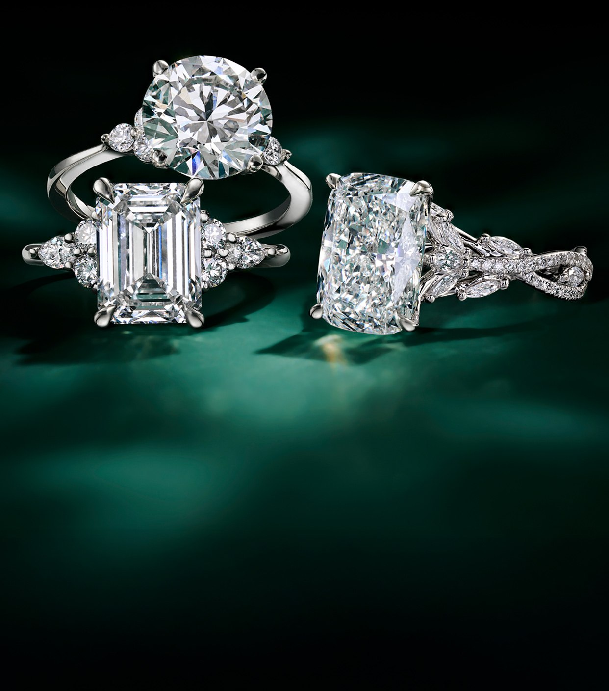 Assortment of diamond engagement rings from our Signature Collection