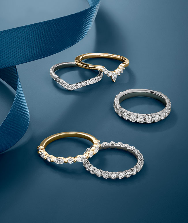 Gold diamond wedding rings.