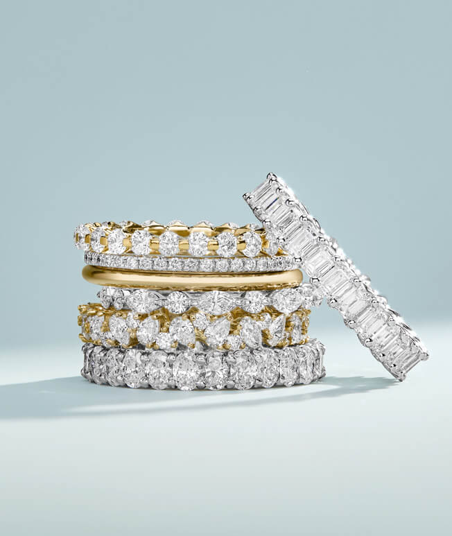 stack of diamond eternity bands