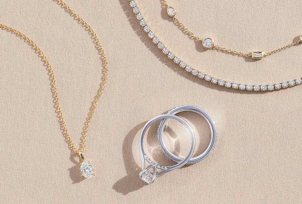 Diamond necklaces with diamond bridal set