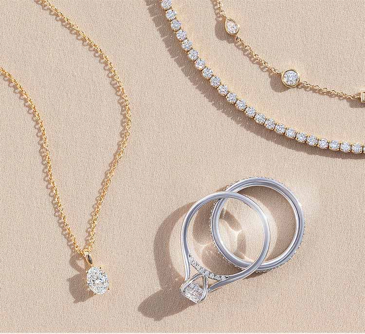Diamond necklaces with diamond bridal set
