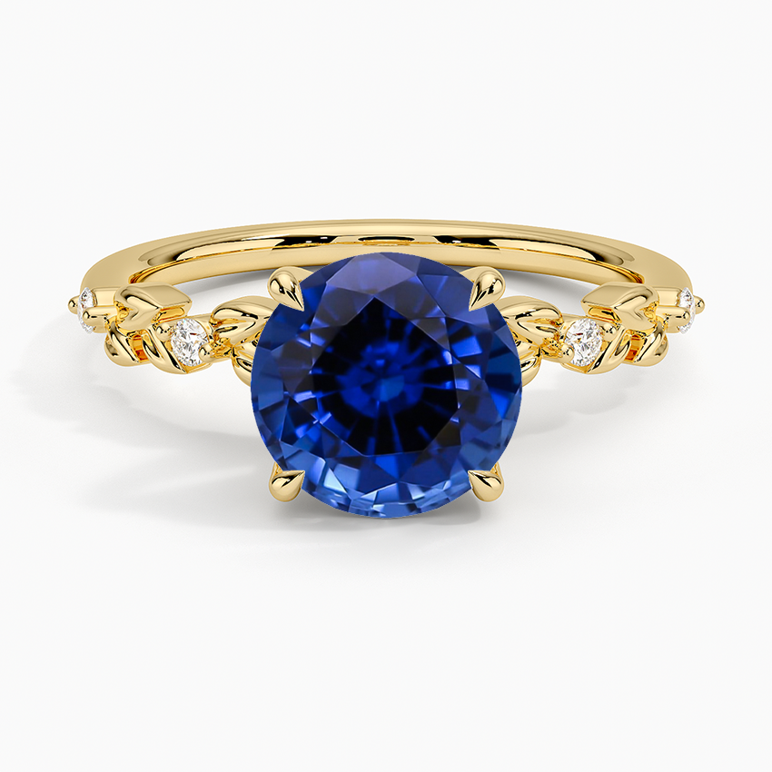 Lab Grown Sapphire Briar Diamond Ring in 18K Yellow Gold