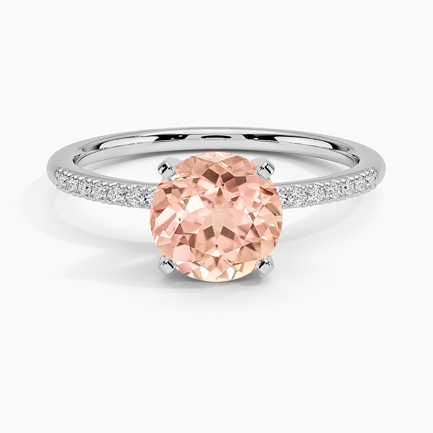 Lab Grown Sapphire Whisper Diamond Ring in 18K White Gold