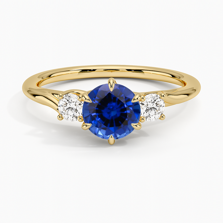 Sapphire Delilah Three Stone Diamond Ring in 18K Yellow Gold