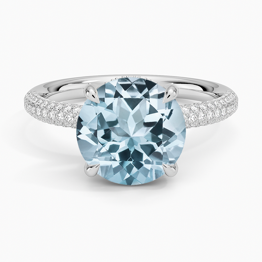 Aquamarine Valencia Diamond Ring (1/3 ct. tw.) in 14K White Gold