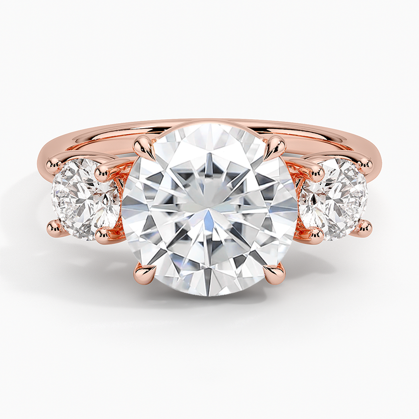 Moissanite Luxe Selene Three Stone Diamond Ring (2/3 ct. tw.) in 14K Rose Gold