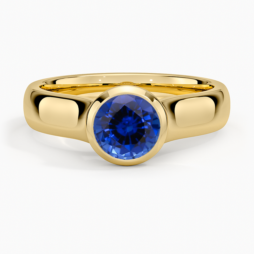 Sapphire Luna 4mm Bezel Ring in 18K Yellow Gold