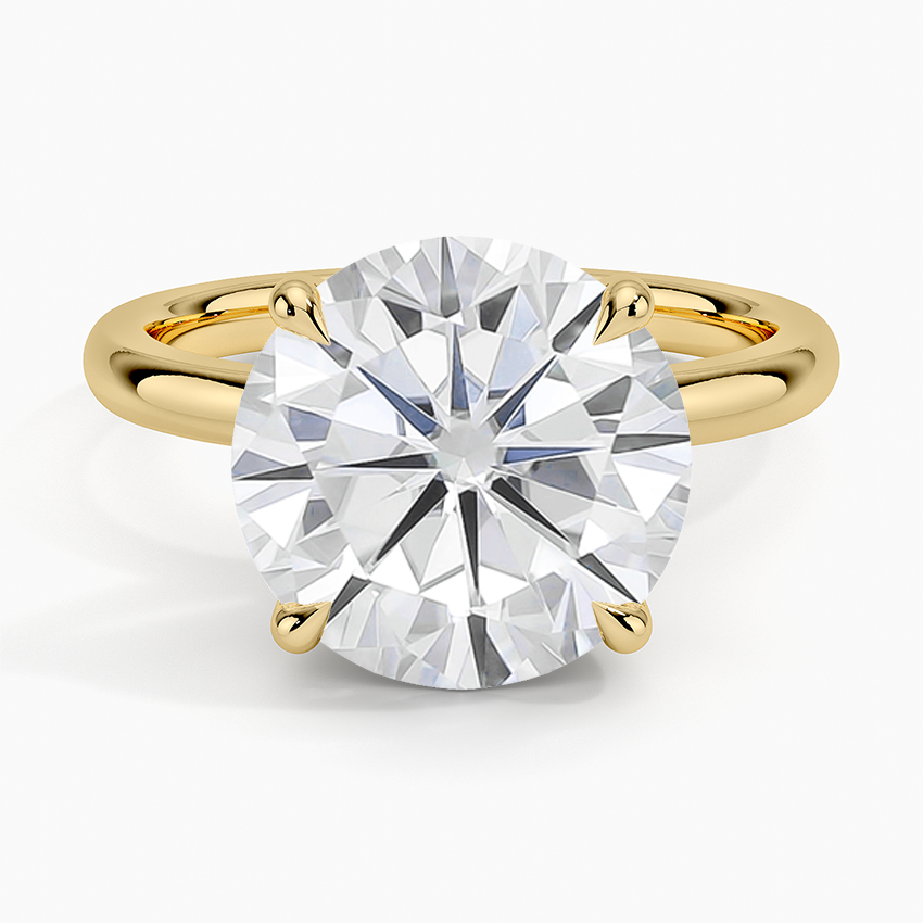 Moissanite Fairmined 2mm Solitaire Ring in 18K Yellow Gold